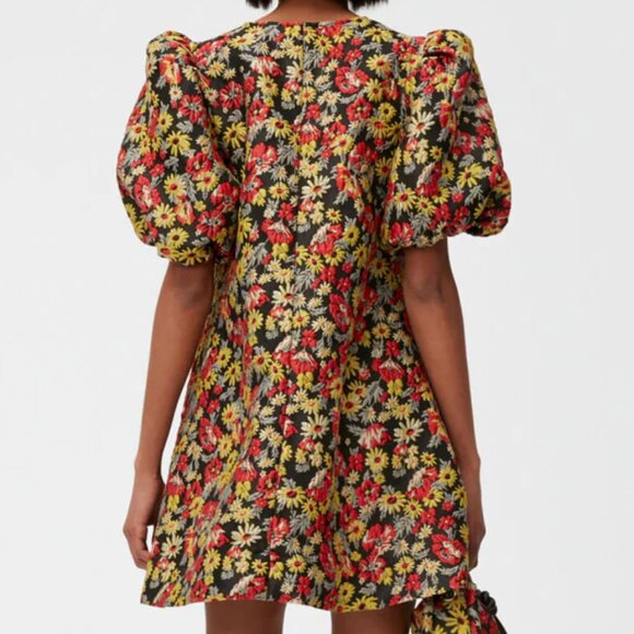 Floral-Jacquard Mini Dress - Picture 2 of 6
